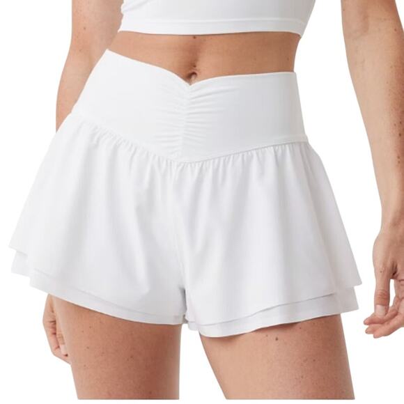 OFFLINE By Aerie M Real Me Ruched Flowy Short Air White Flowy Overlay - Picture 1 of 10